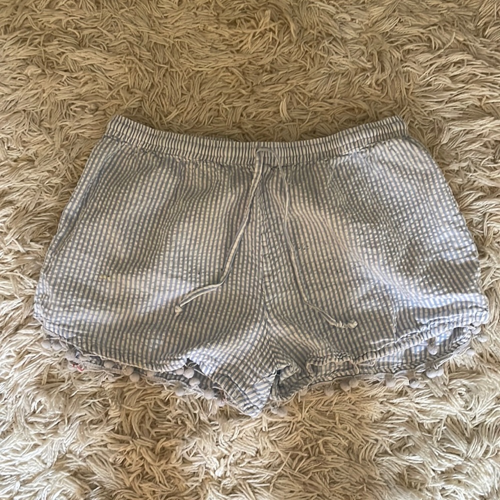 blue and white stripe pj shorts